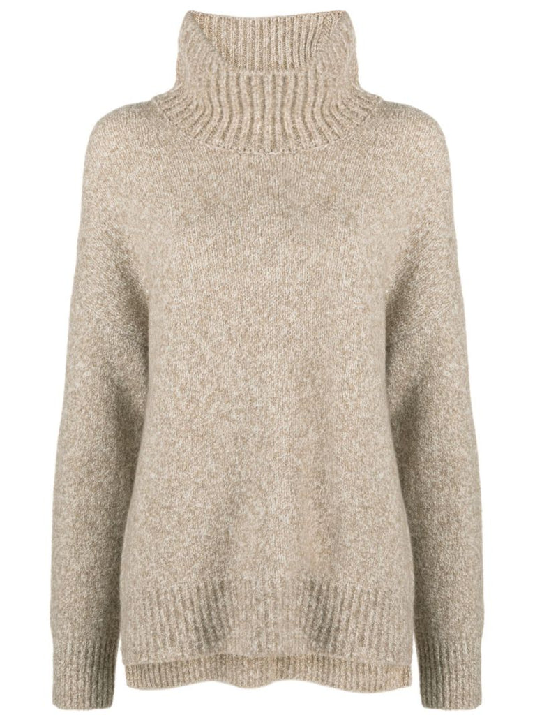 Neutral Elwinn Roll-neck Cashmere Sweater