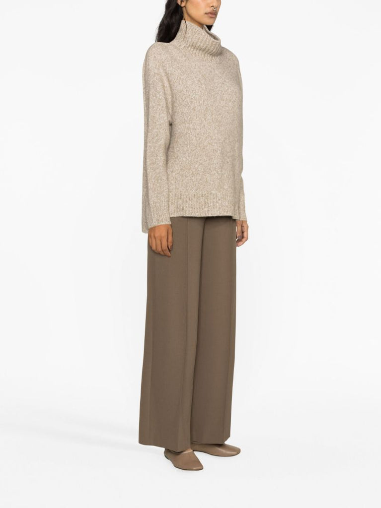 Neutral Elwinn Roll-neck Cashmere Sweater