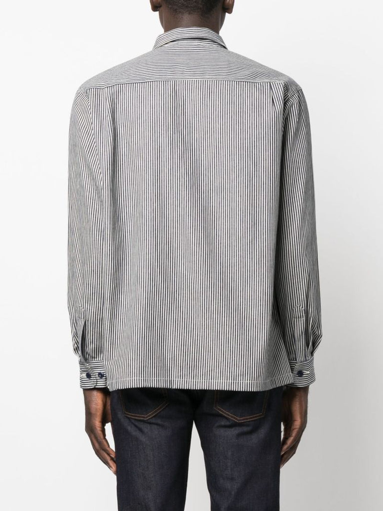 Blue Vincent Hickory Stripe-print Cotton Shirt