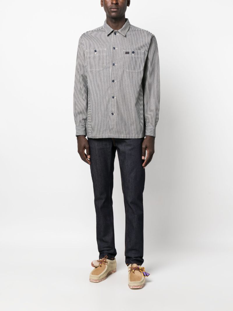 Blue Vincent Hickory Stripe-print Cotton Shirt