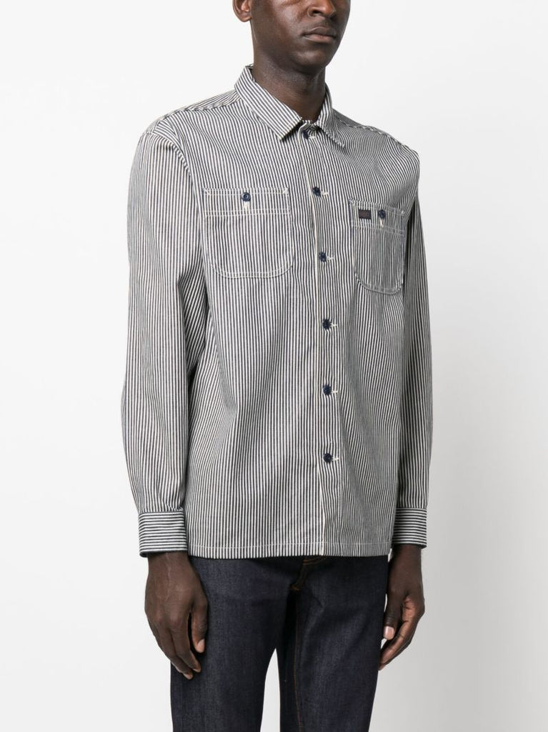 Blue Vincent Hickory Stripe-print Cotton Shirt