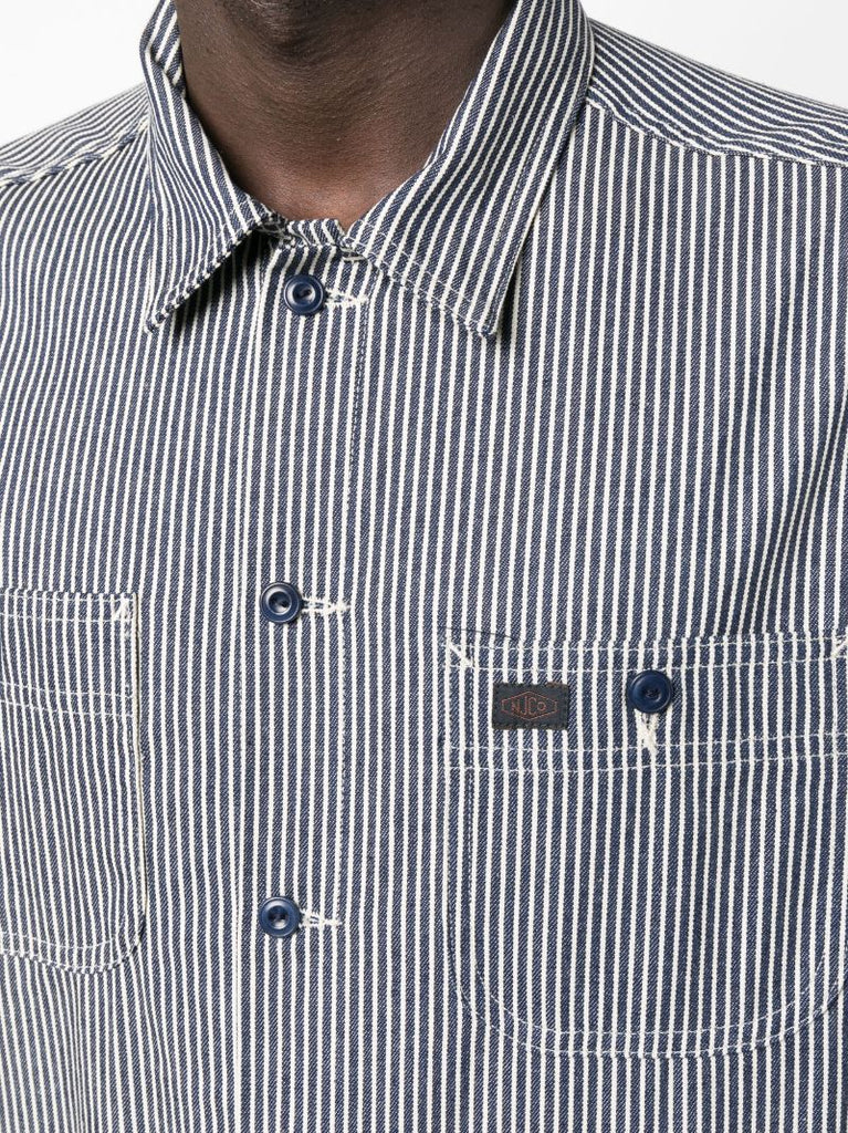 Blue Vincent Hickory Stripe-print Cotton Shirt