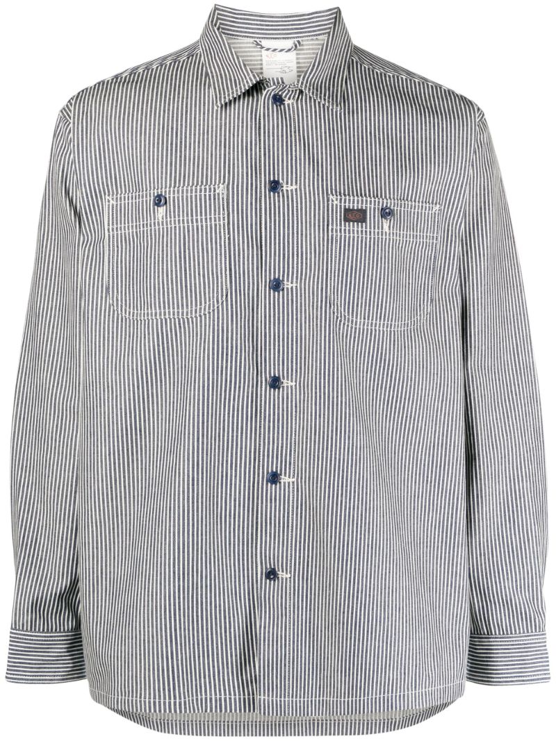 Blue Vincent Hickory Stripe-print Cotton Shirt