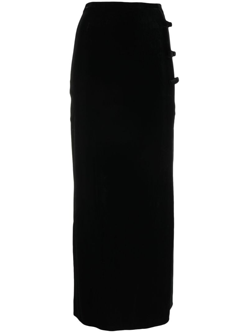 Black Bow-embellished Velvet Skirt
