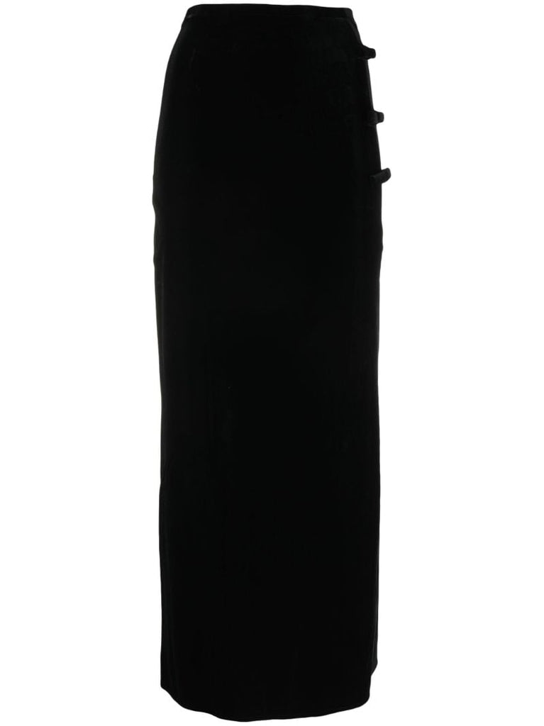 Black Bow-embellished Velvet Skirt