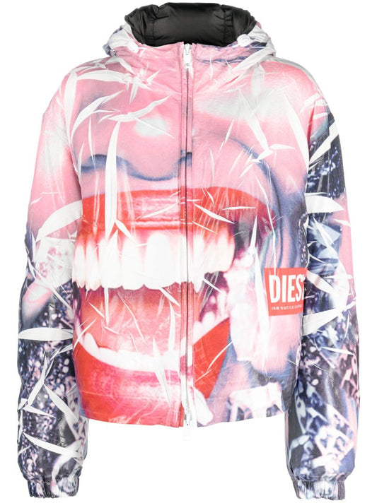 Multicoloured Smiley Face-print Jacket