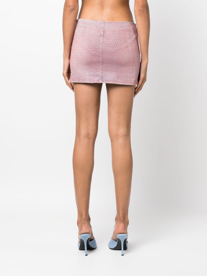 Pink Crystal Denim Mini Skirt