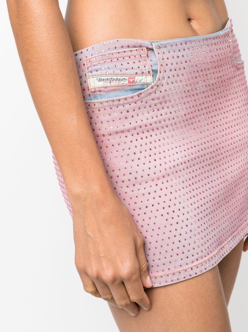 Pink Crystal Denim Mini Skirt
