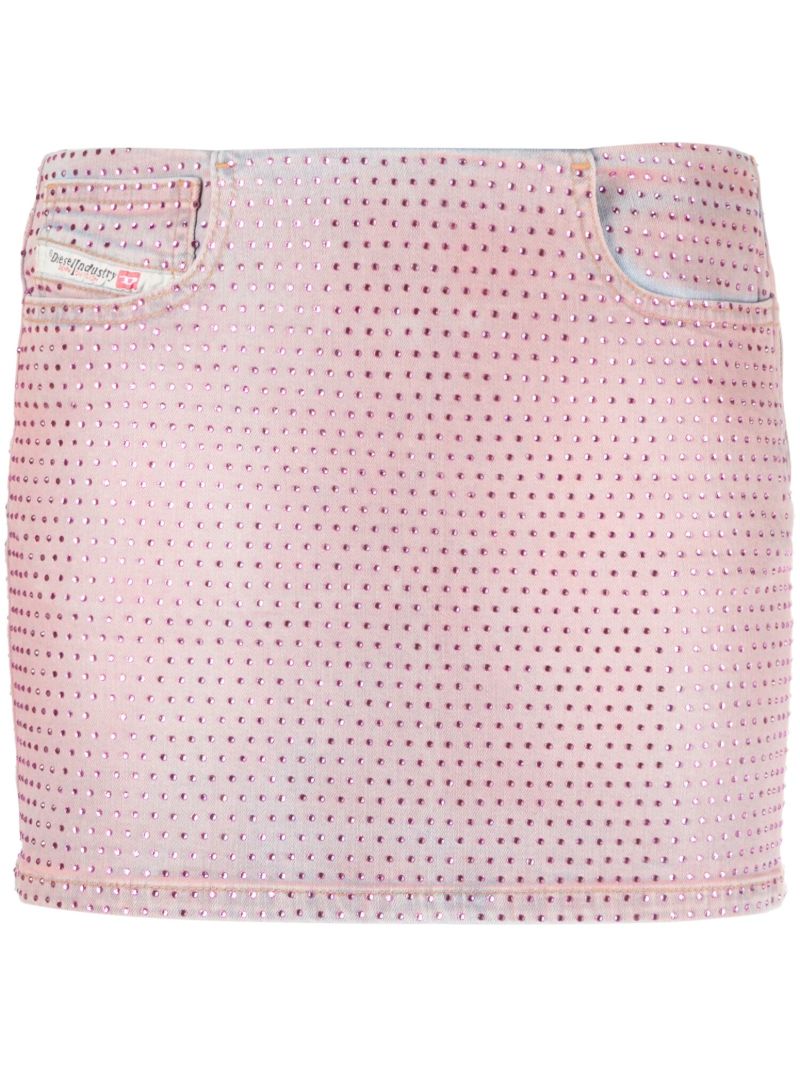 Pink Crystal Denim Mini Skirt