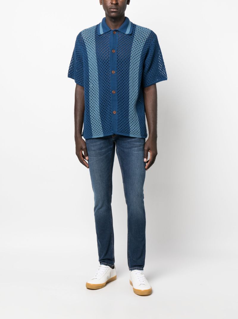 Blue Fabbe Crochet Cotton Shirt