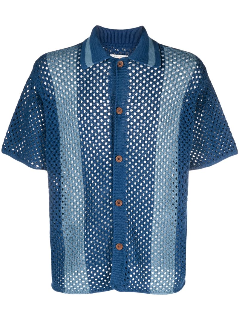 Blue Fabbe Crochet Cotton Shirt