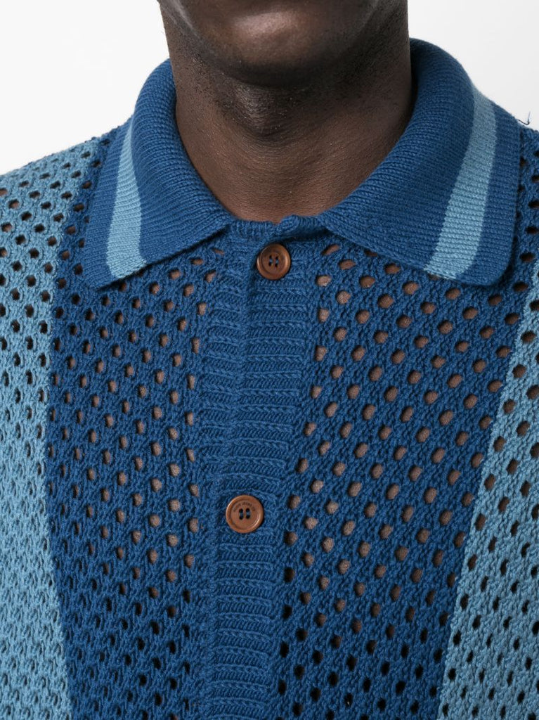 Blue Fabbe Crochet Cotton Shirt