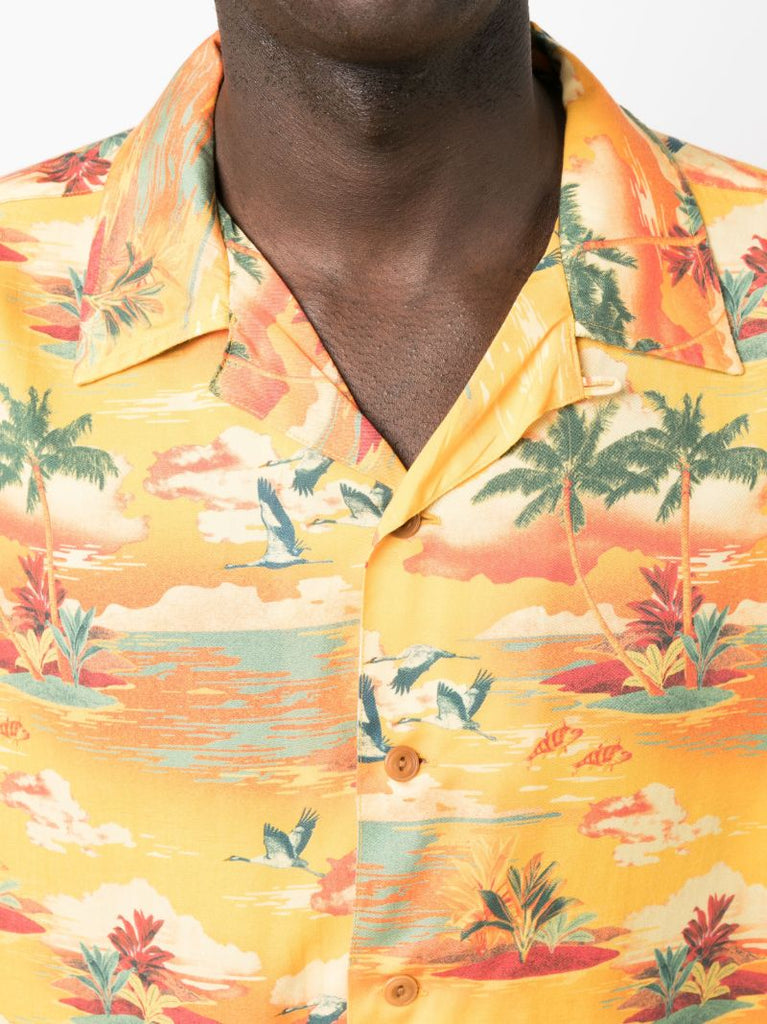 Yellow Arvid Hawaii Printed Shirt