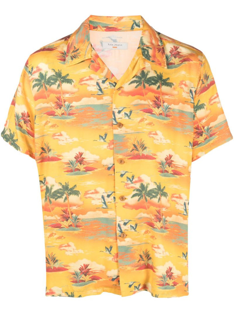 Yellow Arvid Hawaii Printed Shirt