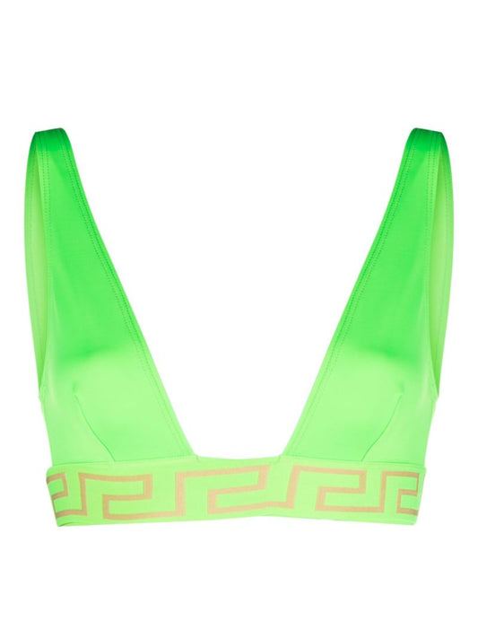 Green Greca-underband V-neck Bikini Top