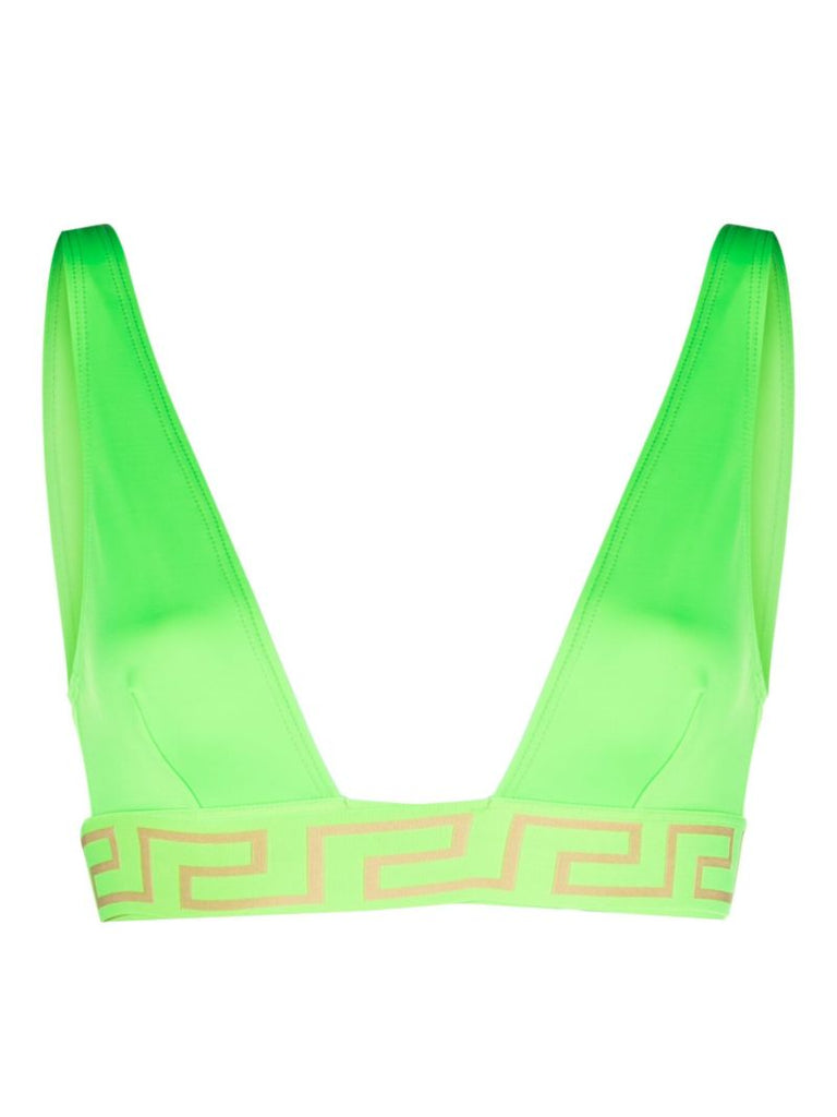 Green Greca-underband V-neck Bikini Top