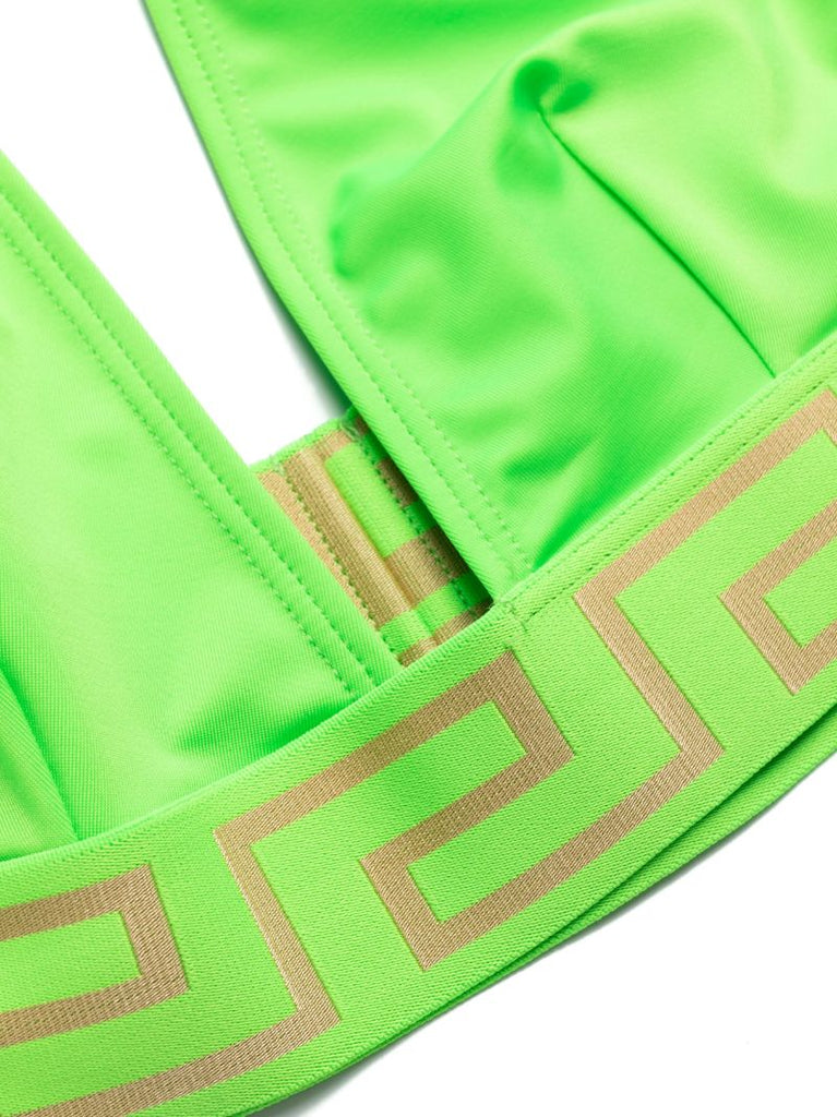 Green Greca-underband V-neck Bikini Top