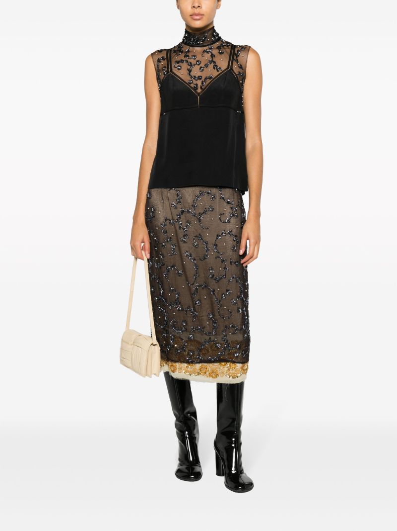 Black Carasi Bead-embellished Top