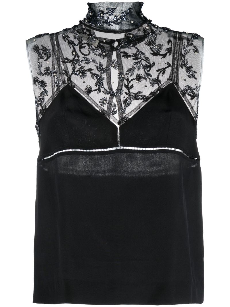 Black Carasi Bead-embellished Top