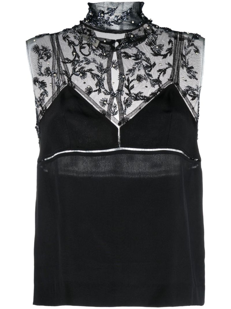 Black Carasi Bead-embellished Top