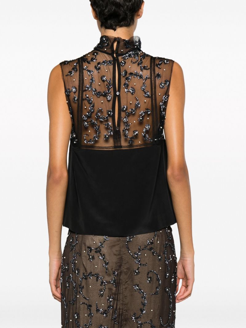 Black Carasi Bead-embellished Top