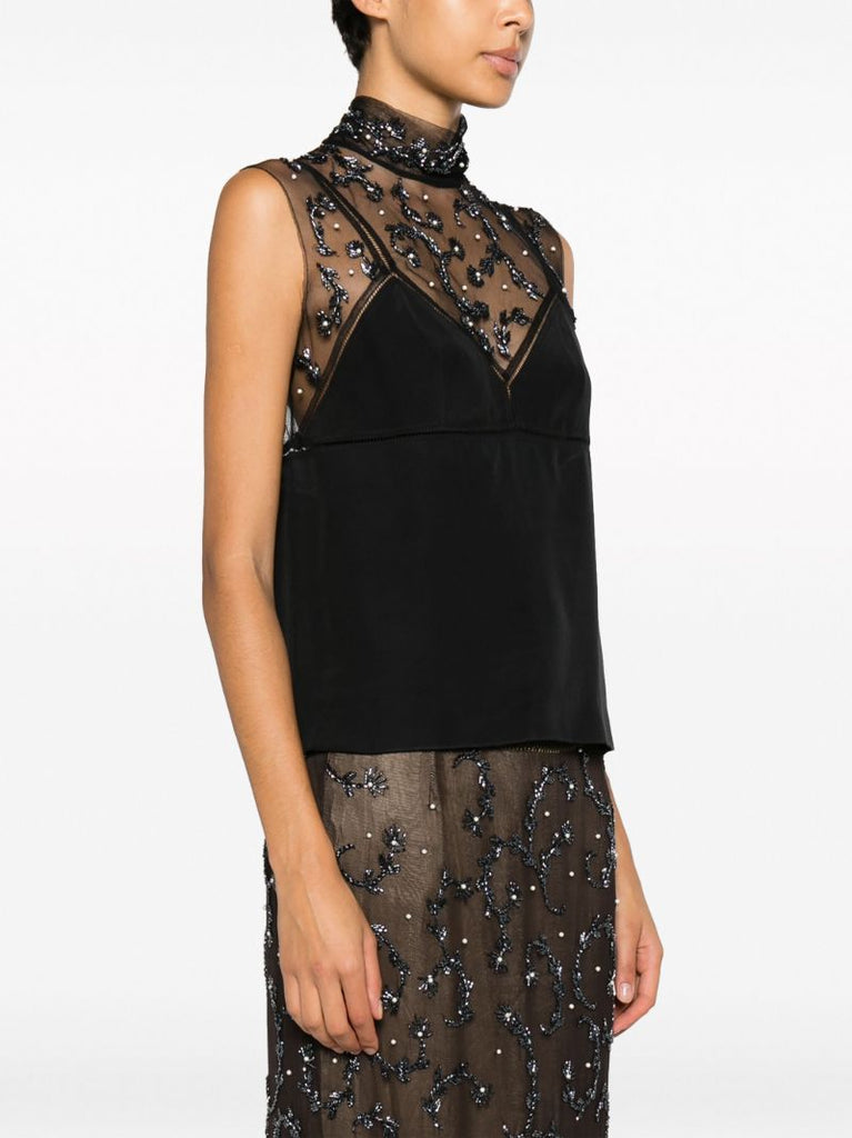 Black Carasi Bead-embellished Top