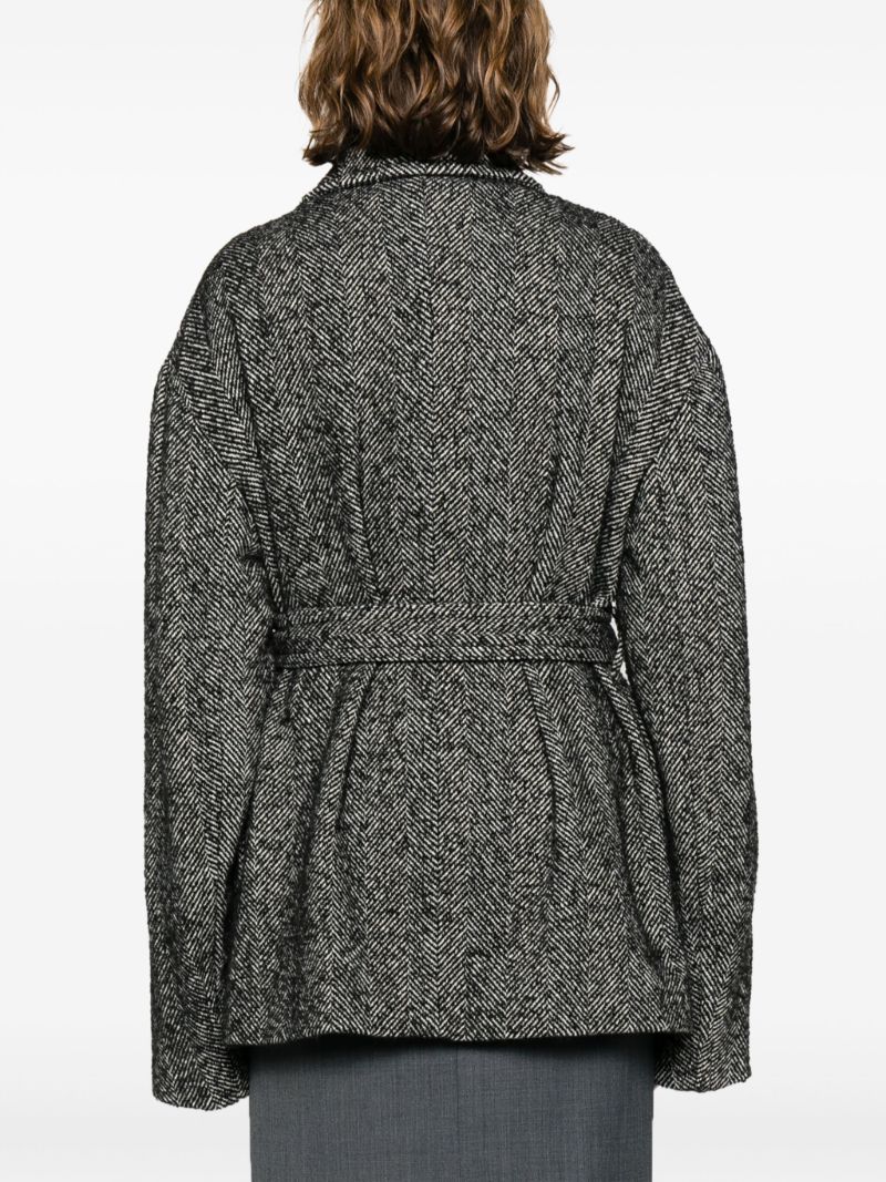 Black Vado Belted Herringbone Jacket