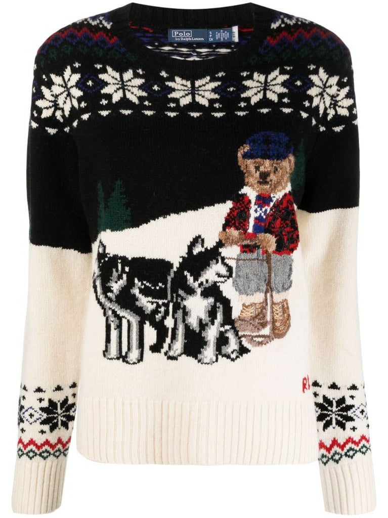 White Polo Bear Crewneck Sweater