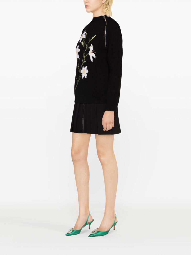 Black Valentina Floral-intarsia Wool Sweater