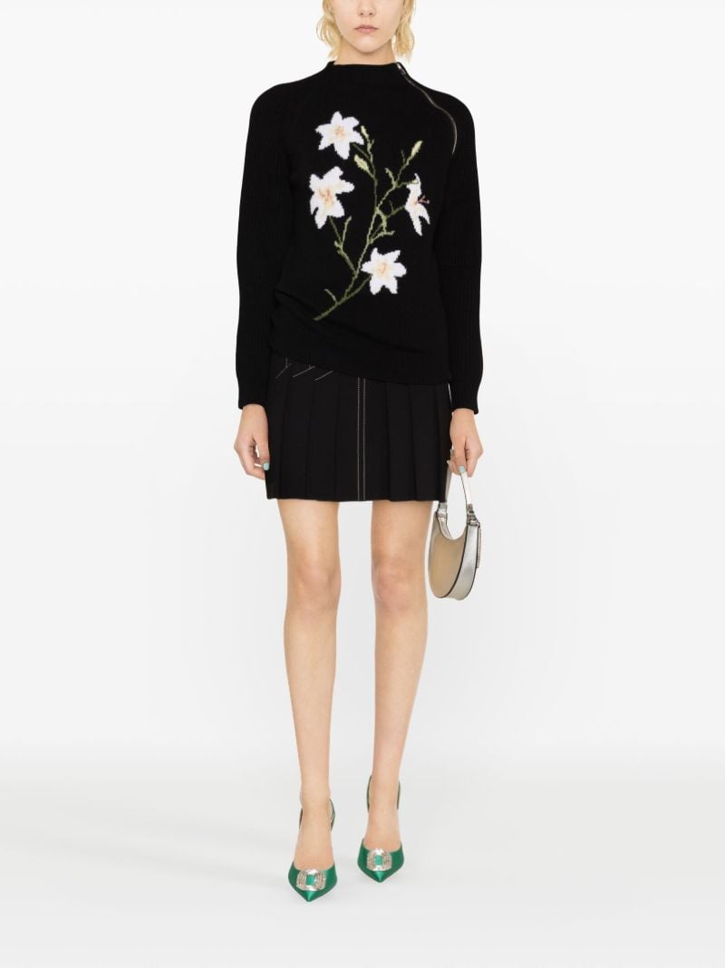 Black Valentina Floral-intarsia Wool Sweater