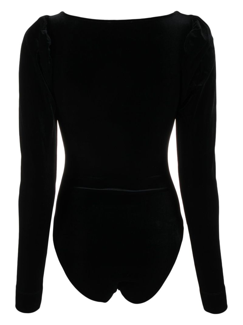Black Cut-out Velvet Bodysuit