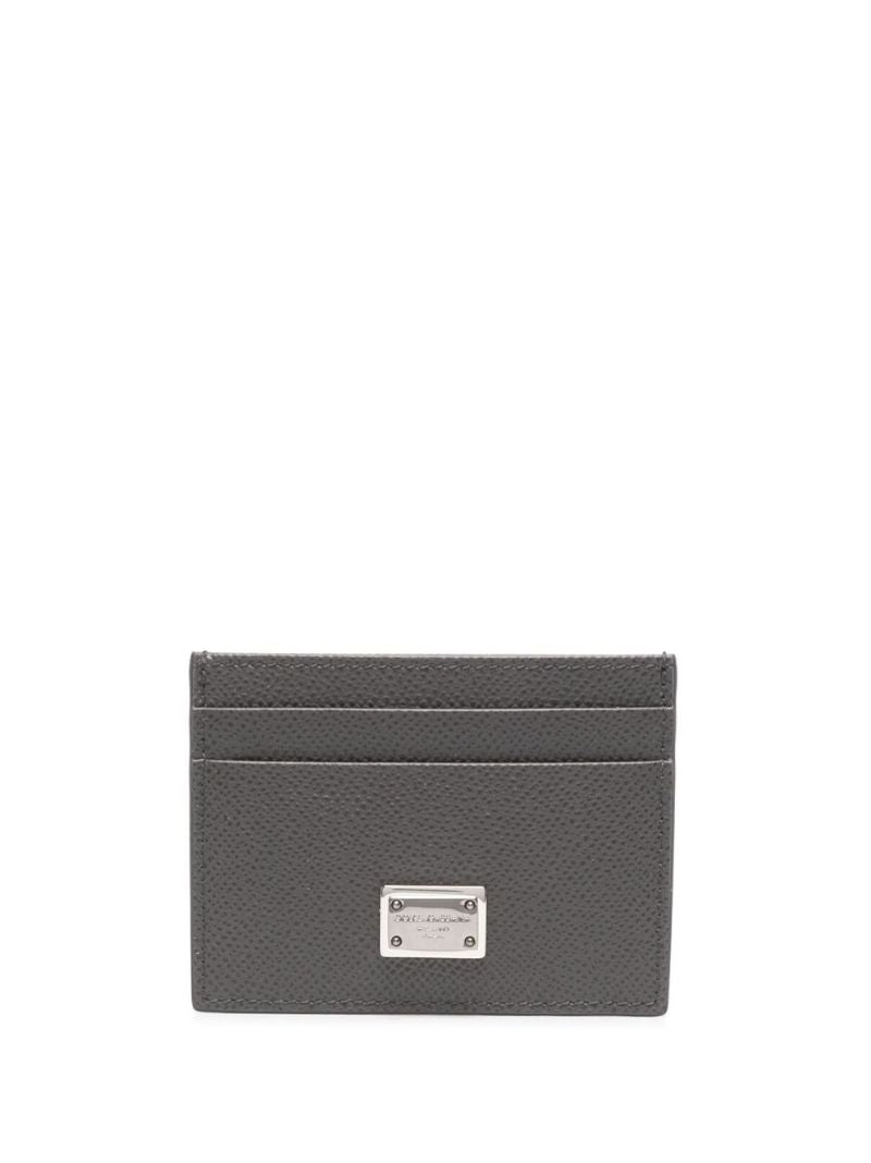 Grey Logo-plaque Leather Cardholder