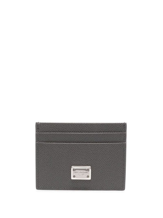 Grey Logo-plaque Leather Cardholder