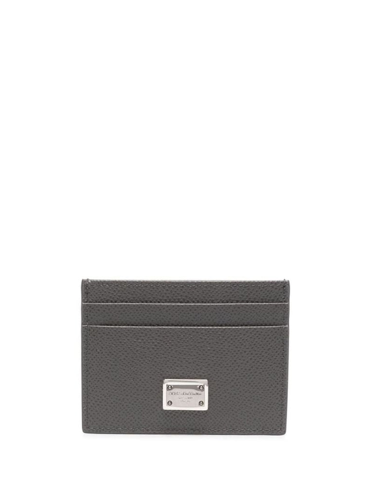 Grey Logo-plaque Leather Cardholder