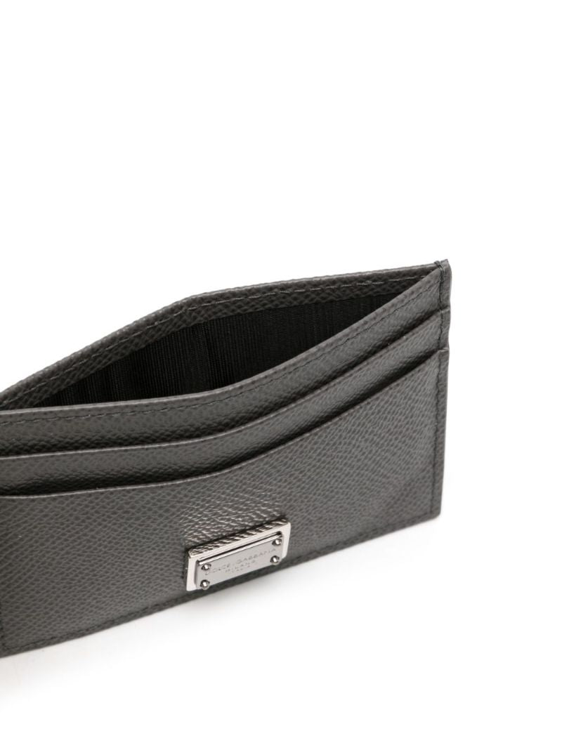 Grey Logo-plaque Leather Cardholder