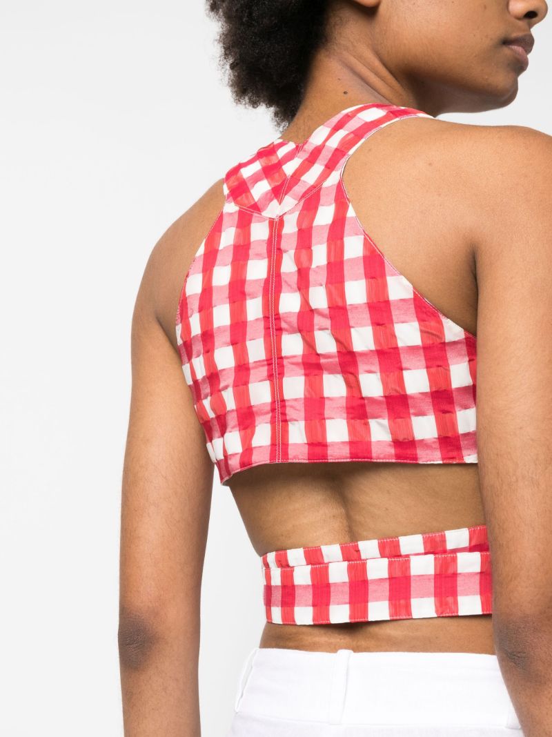 Red Vichy Wrap Crop Top