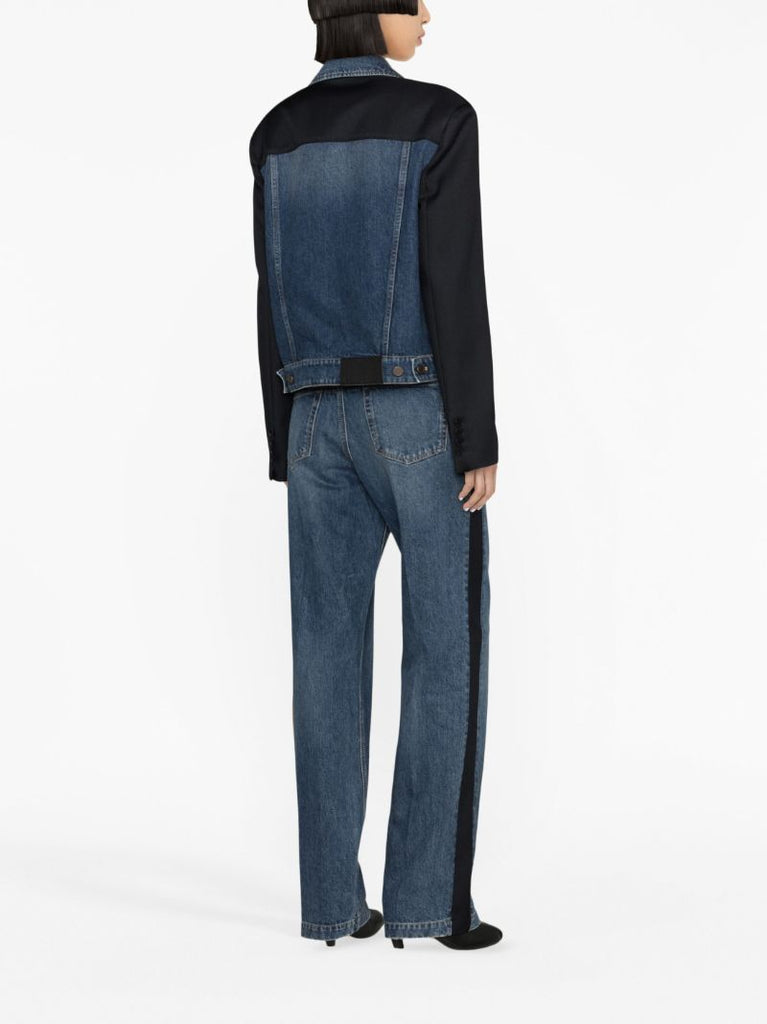 Blue Contrasting-sleeves Denim Jacket