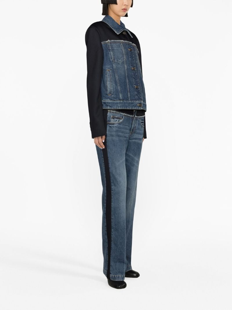 Blue Contrasting-sleeves Denim Jacket