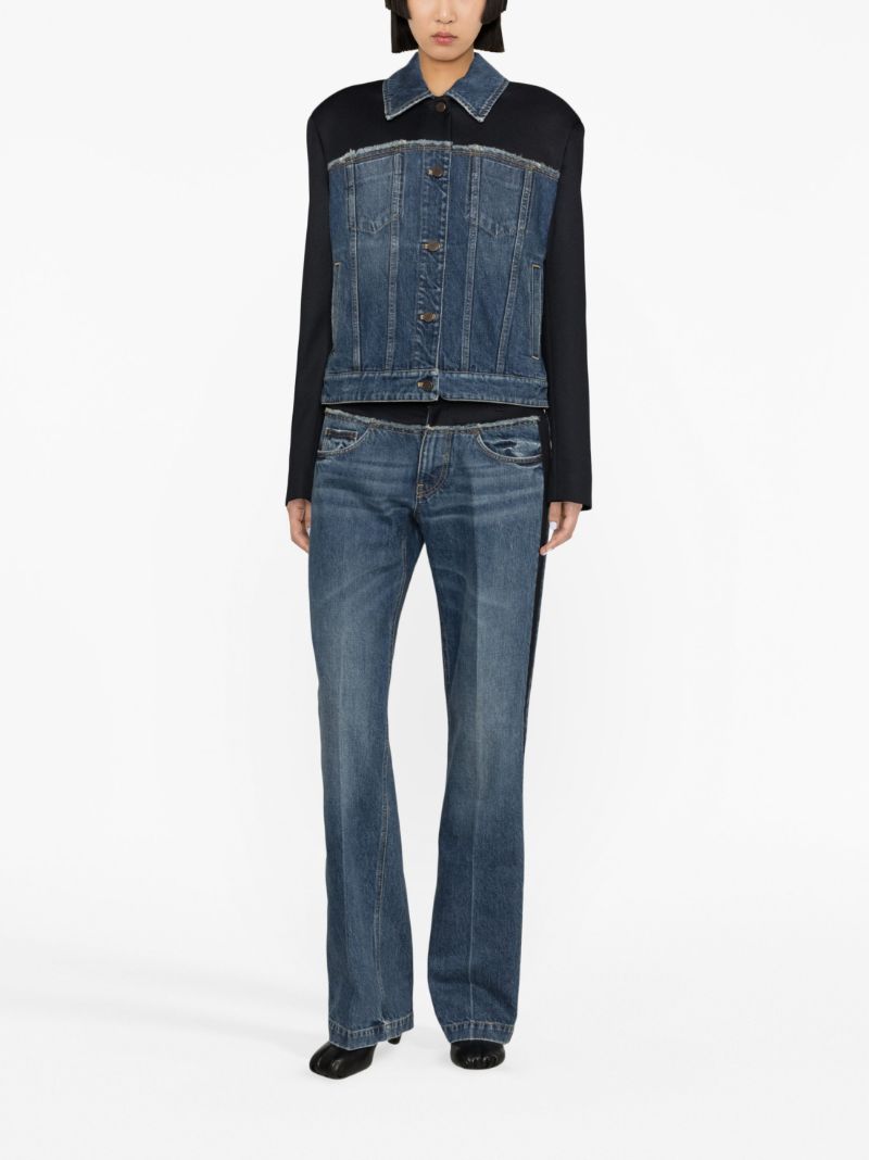 Blue Contrasting-sleeves Denim Jacket