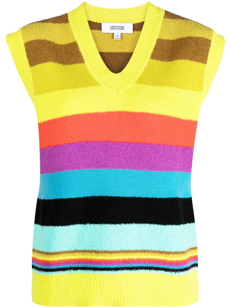 Yellow Striped BouclÃ_x0083_Â© Vest