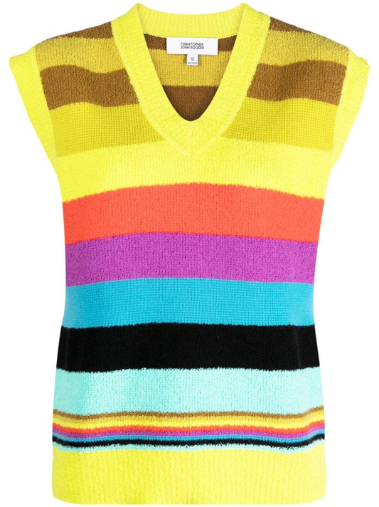 Yellow Striped BouclÃ_x0083_Â© Vest