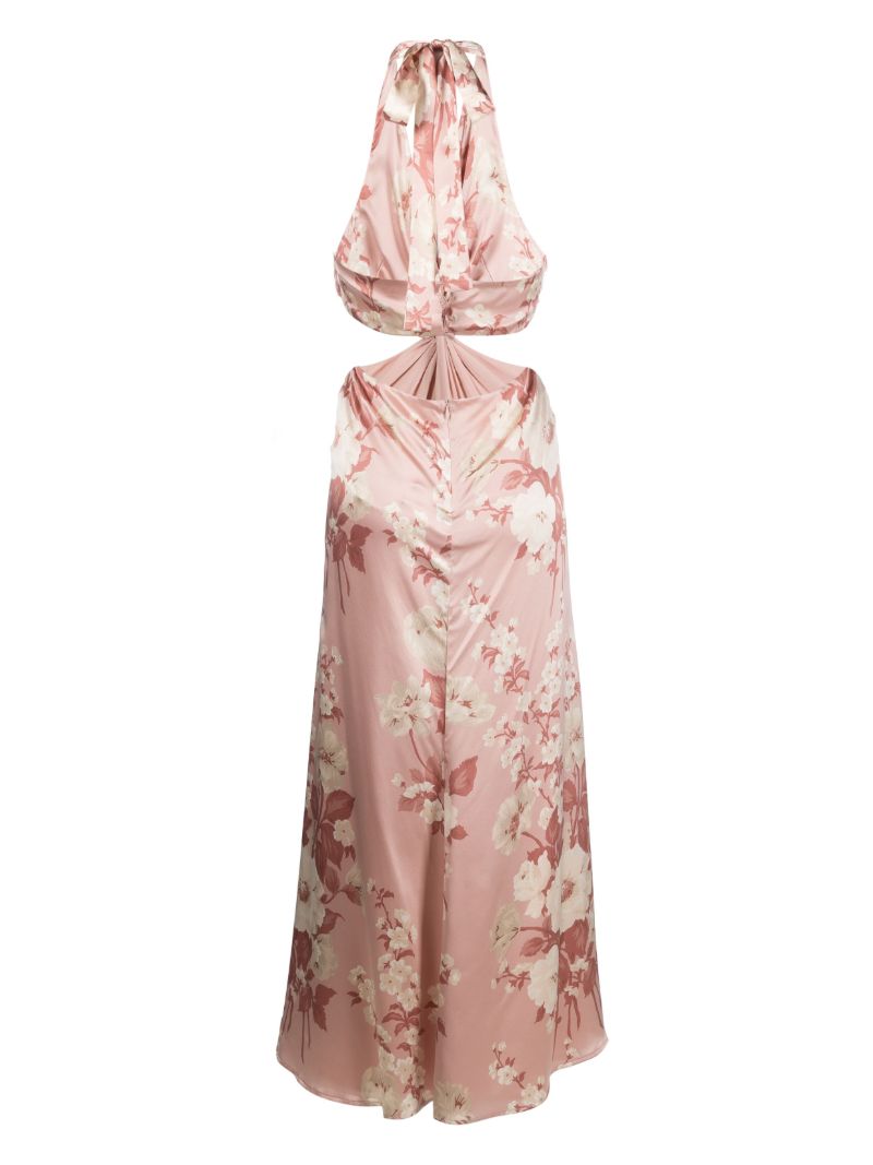 Pink Nerida Floral Print Silk Maxi Dress