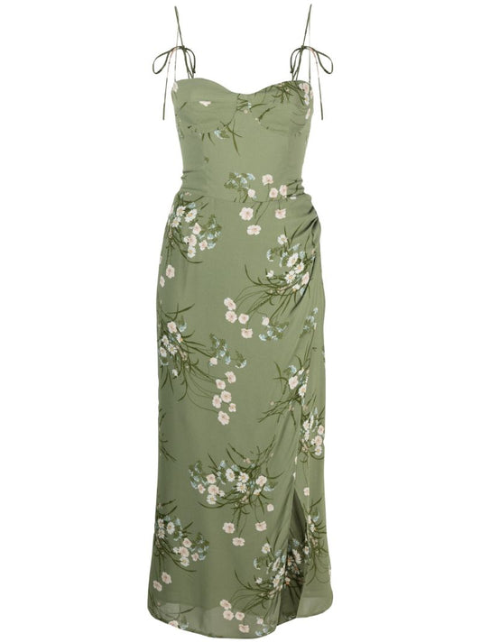 Green Kourtney Floral-print Midi Dress