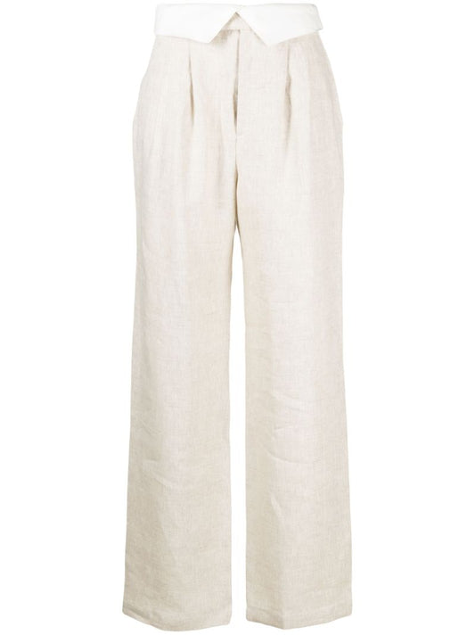 Neutral Stevie Straight-leg Linen Trousers