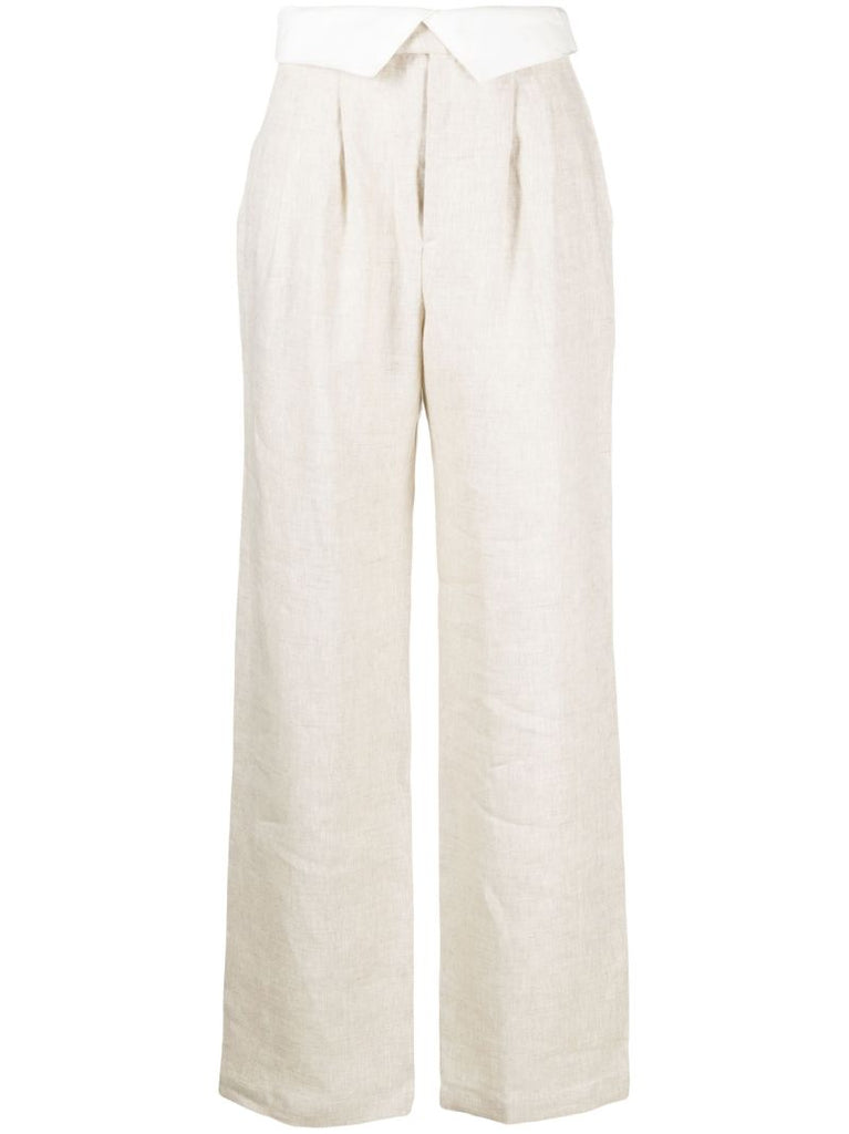 Neutral Stevie Straight-leg Linen Trousers