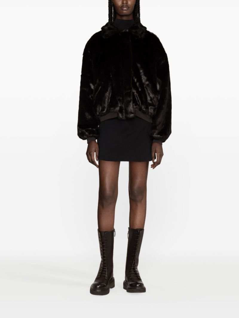 Brown Pam Faux-fur Bomber Jacket