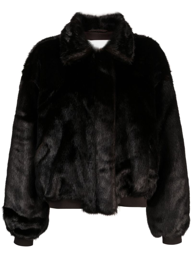 Brown Pam Faux-fur Bomber Jacket