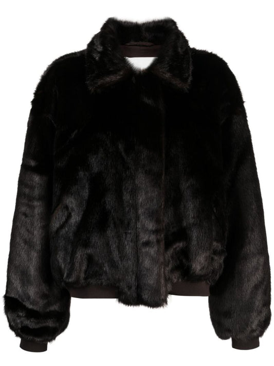 Brown Pam Faux-fur Bomber Jacket