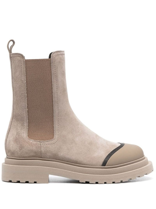 Beige Elasticated Ankle Boots