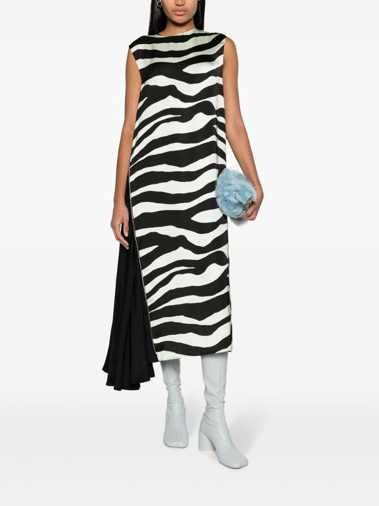Black Zebra-print Midi Dress